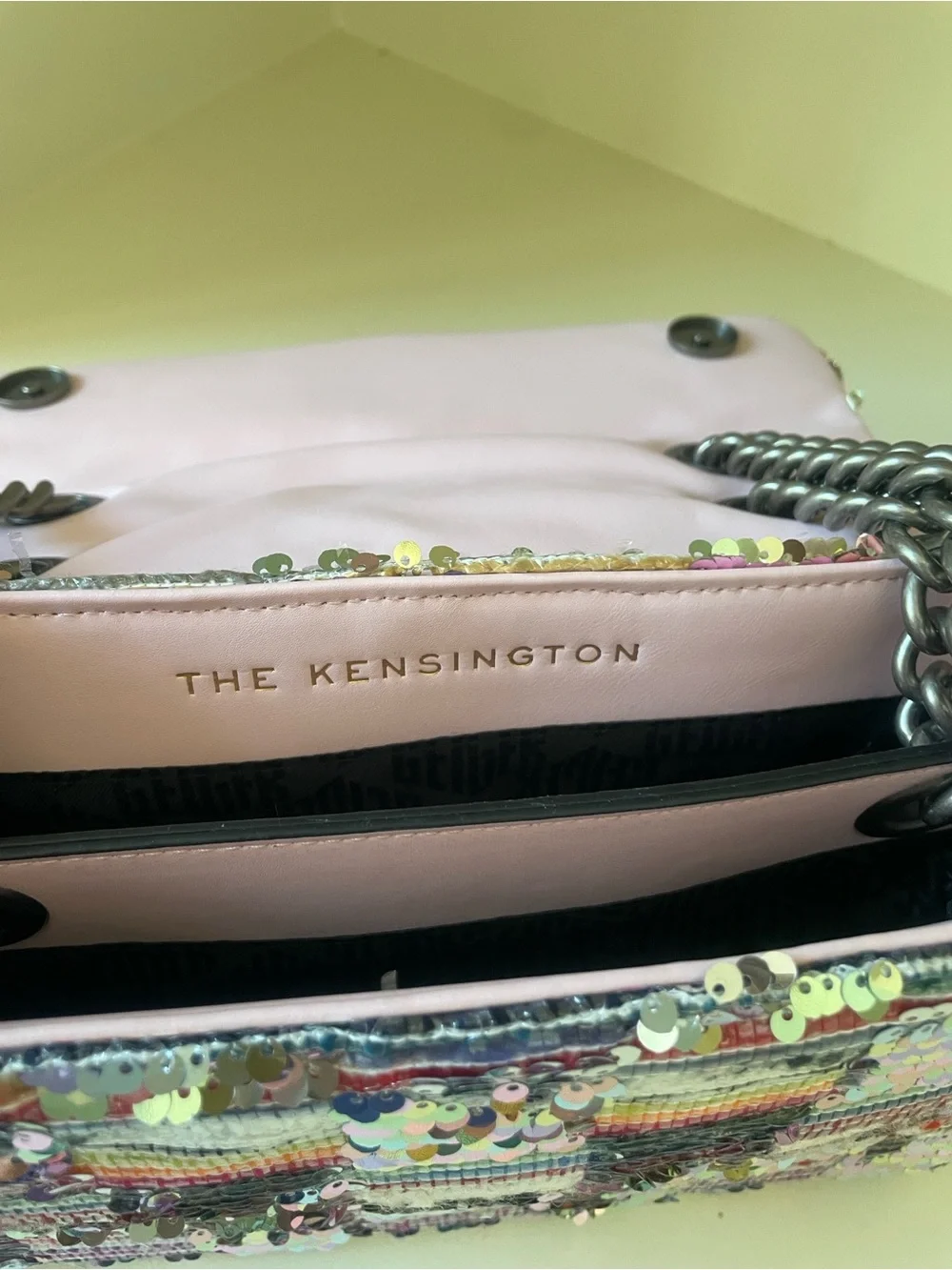 Kurt Geiger Multicolor Sequin Shoulder Bag with Pink Strap